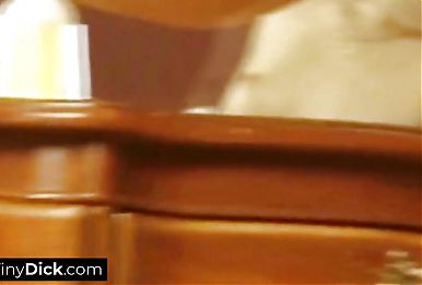 Hot blonde enjoys her sex toys and giving her tiny dick fat boyfriend a wet blowjob
